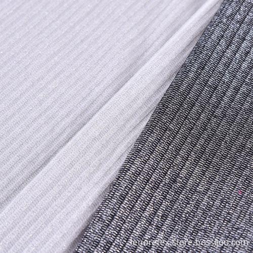 Knit Metallic Lurex Viscose Rayon Rib Fabric
